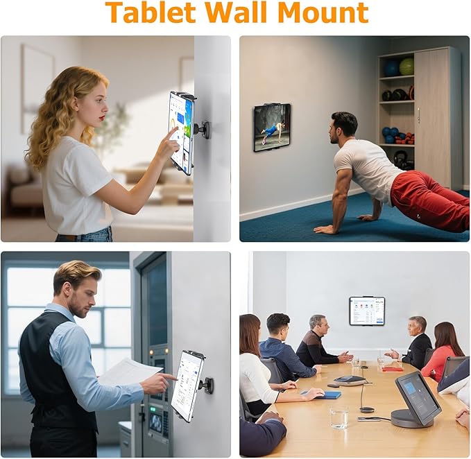 OHLPRO Tablet Wall Mount Holder 360° Rotating Adjustable Universal iPad Stand - Image 2