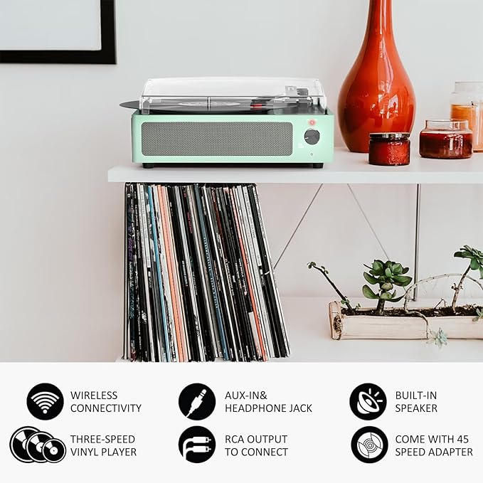 Record Player for Vinyl with Speakers Turntable Vinyls Records Belt-Driven - Image 4