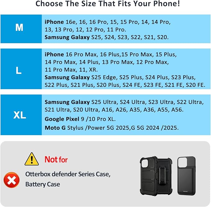 Phone Holster for Belt with Metal Clip and Magnetic Closure Compatible with - Image 2