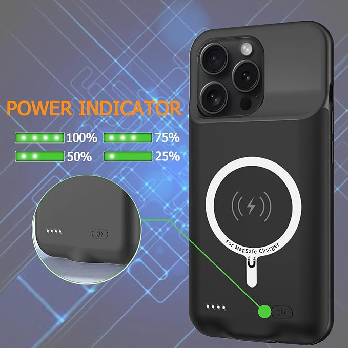 Battery Case for iPhone 15 Pro Max, Full Encircle 12000mAh Capacity - Image 4
