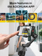 3-Axis Gimbal Stabilizer for iPhone, Smartphone Gimbal w/7.8" Extension Rod - Image 5
