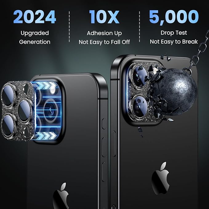 Uyiton Compatible with iPhone 16 Pro/iPhone 16 Pro Max Camera Lens Protector - Image 3