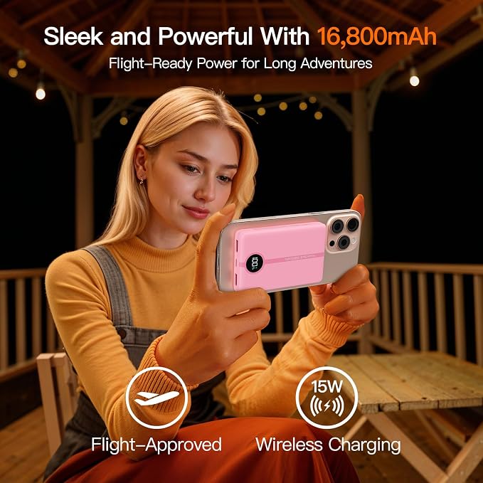 Magnetic Portable Charger, 16800mAh Wireless Power Bank, - Image 2