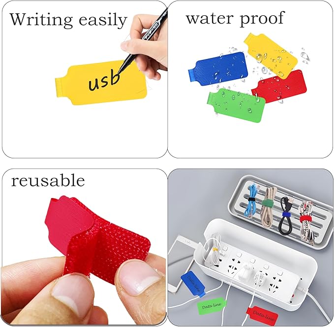 100 Pcs Multicolor Write On Cable Labels & Reusable Fastening Cable Ties Set - Image 4