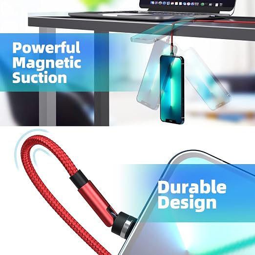 540 Rotation Magnetic Charging Cable, 3 in 1 Phone Charger 3A Fast Charging & - Image 5