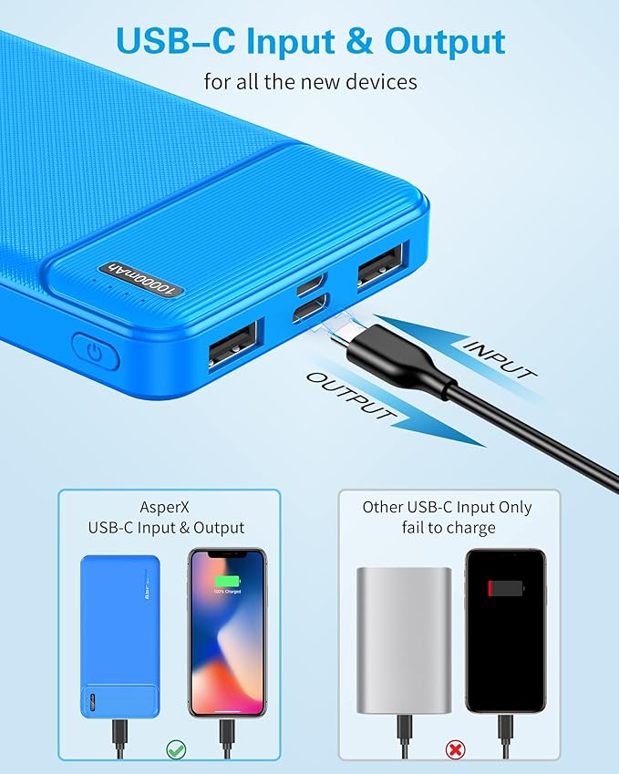 AsperX 2-Pack 10000mAh USB C Output Portable Charger Power Bank Fast Charging - Image 3