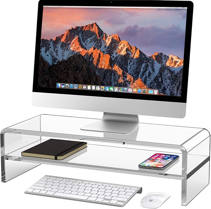 Egchi Acrylic Monitor Stand, 2 Tiers Computer Monitor Riser, Monitor by Egchi