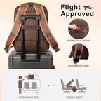 TIDING Brown Leather Travel Backpack - Image 4