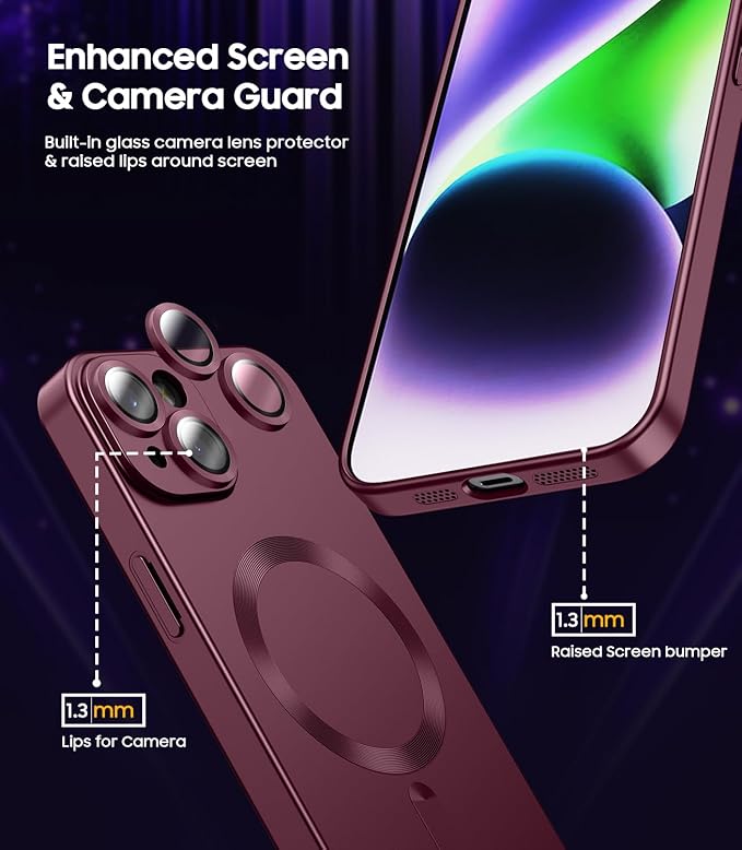 Magnetic for iPhone 14 Plus Case Slim Soft Silicone Bumper Shockproof Metallic - Image 3
