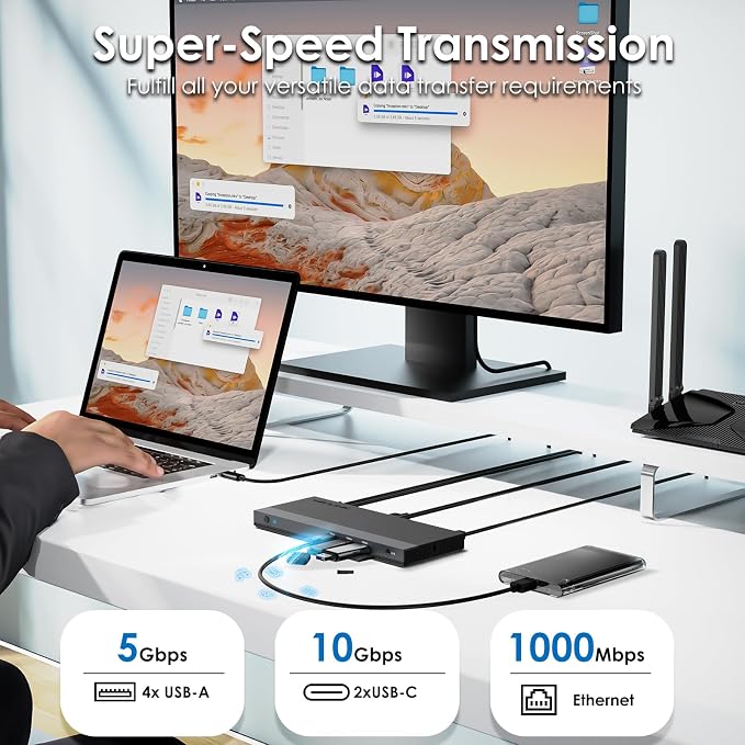 WAVLINK USB C Docking Station Dual Monitor Triple Display USB Type C to Dual - Image 9