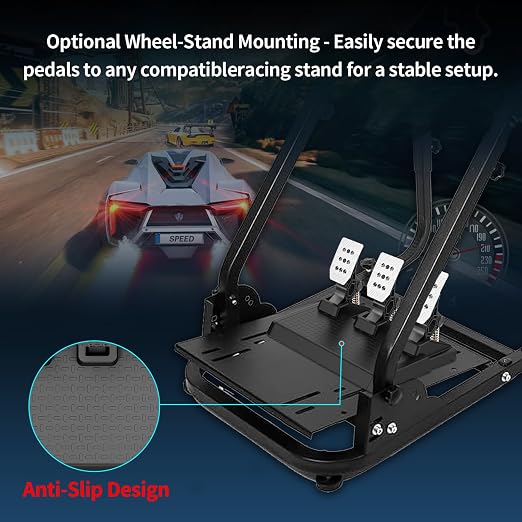 DOYO Racing Pedals, PC Gaming Steering Wheel Metal Pedal Set - Image 4