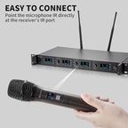 Wireless Microphone System, 4-Channel UHF Wireless Mic, Fixed Frequency Metal - Image 6