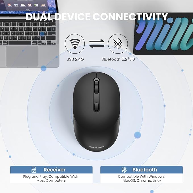 TECKNET Bluetooth Wireless Mouse, Compact & Portable, Silent Click, Ergonomic - Image 2
