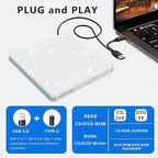 External CD/DVD Drive for Laptop, USB CD Drive, USB C Plug and Play Optical - Image 5