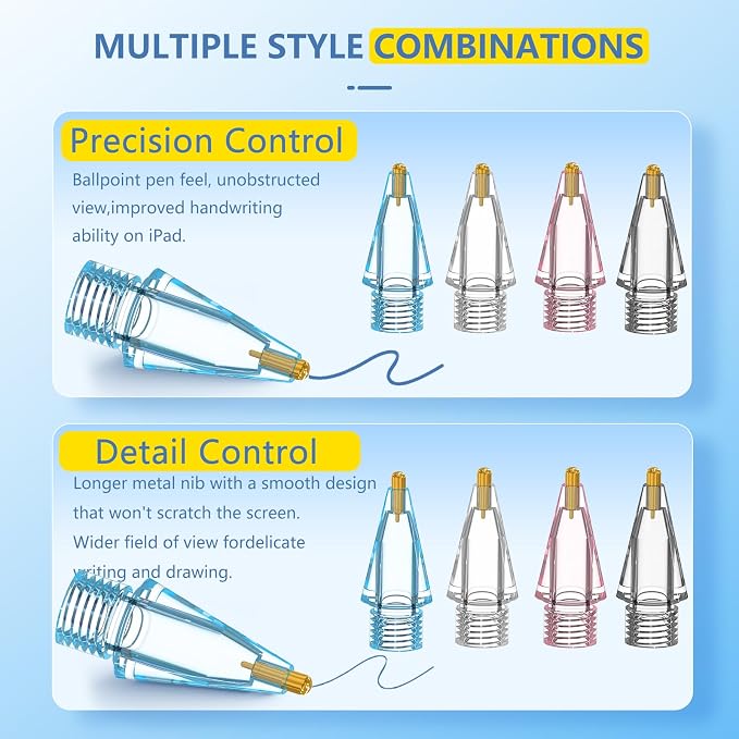 2+6 Pack for Apple Pencil Tips, Upgraded Replacement Pencil Nibs for Apple - Image 3