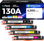 130A Toner Cartridge Set 4-Pack High Yield Replacement by JCTONER