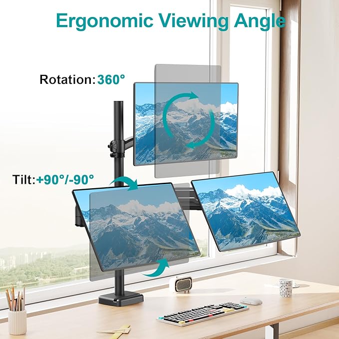 MOUNT PRO Triple Monitor Mount for Max 32" Computer Screen, Adjustable 3 - Image 4