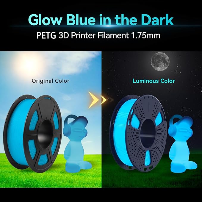 SUNLU PETG Glow in The Dark Filament Bundle, Luminous PETG 3D Printer Filament - Image 2