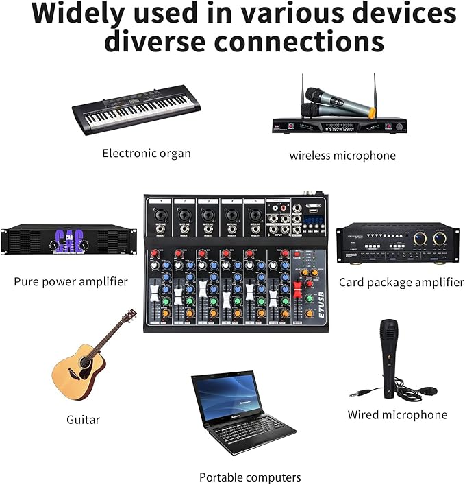 Dj Mixers 7 Channel Audio Mixer Sound Board - Image 5