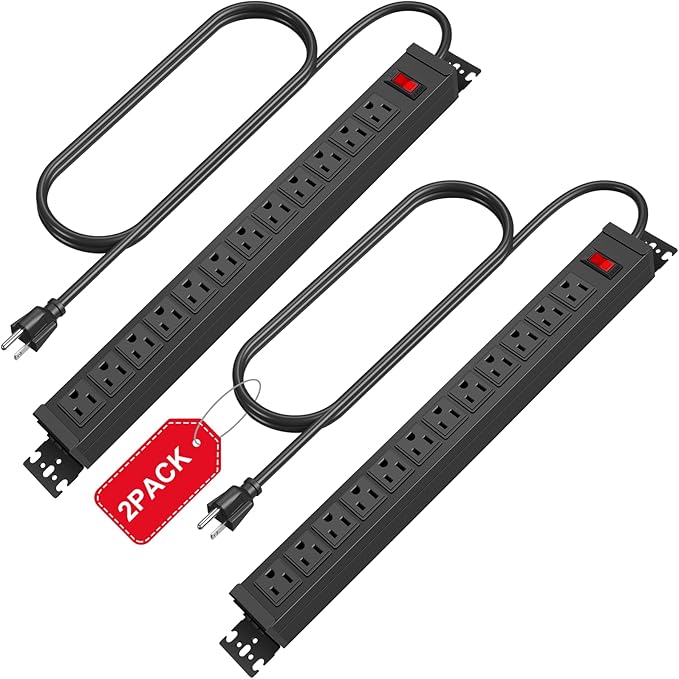 2Pack Rotating Mountable Power Strip, 12 Outlet Wall Mount Surge Protector by HHSOET