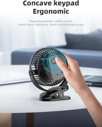 USB Portable Clip on Fan, 2400mAh Battery Type-C 6in, 3 Speed 720° Tilting Head - Image 7