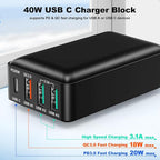 USB C Wall Charger 40W, Excgood 4Port USB Charging Block Flat Foladable Wall - Image 3