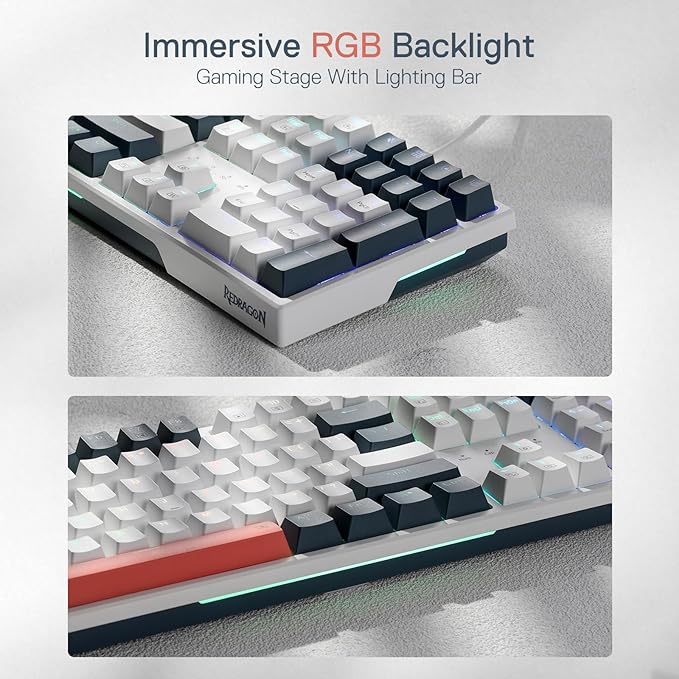 Redragon K668 RGB Gaming Keyboard, 108 Keys Wired Mechanical Keyboard w/Extra 4 - Image 3