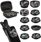 Cell Phone Camera Lens Kit, 11 in 1 Super Wide Angle+ Macro+ Fisheye Lens by Godefa
