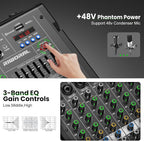 8 Channel Audio Interface DJ Mixing Sound Board 16 DSP Digital Effects - Image 4