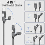 2Pack 4 in 1 USB C Cable for Lightning Cable, 3FT Flat Braided USB C to USB C - Image 3
