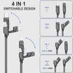 2Pack 6FT 4 in 1 USB C Cable for Lightning, 60W Fast Charging, Flat Braided - Image 3