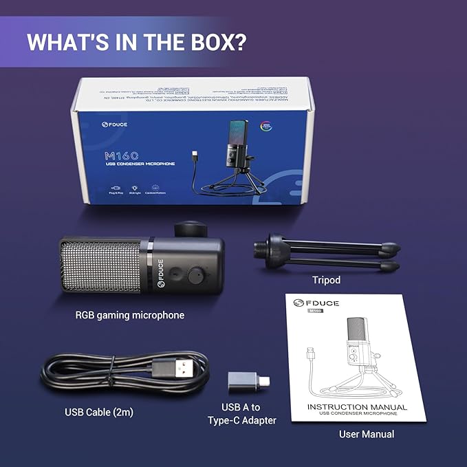 FDUCE Gaming USB Microphone for PC, RGB Condenser Computer Mic - Image 6