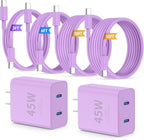iPhone 16 15 Pro Max Charger Fast Charging, 45W Dual Port USB C Fast Charger by QZIIW