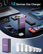 MEKIOJEO 12 Ports Aluminum Alloy 380W Charging Station Fast USB C Charger Block - Image 6