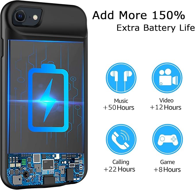 Battery Case for iPhone 8/7/6s/6/SE 3/SE 2, Upgraded 10000mAh Portable Battery - Image 3