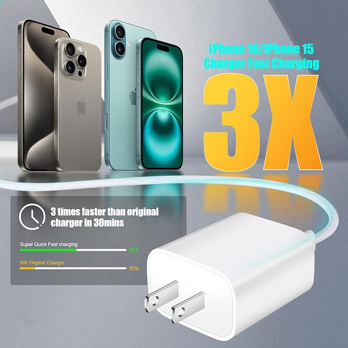 iPhone 16 15 Charger Fast Charging, 6FT Woven USB C Charger Fast Charging Cord - Image 2