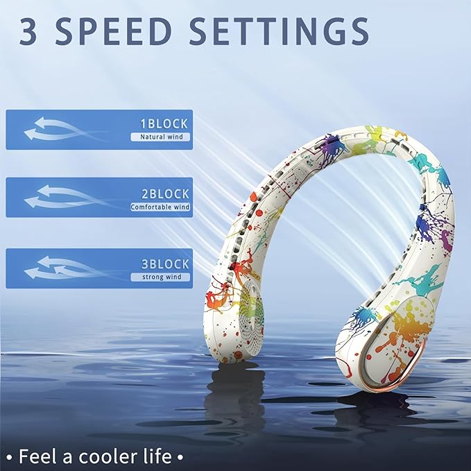 Neck Fan, Bladeless Neck Fan, USB Rechargeable Personal Fan, 4000 mAh Battery - Image 3