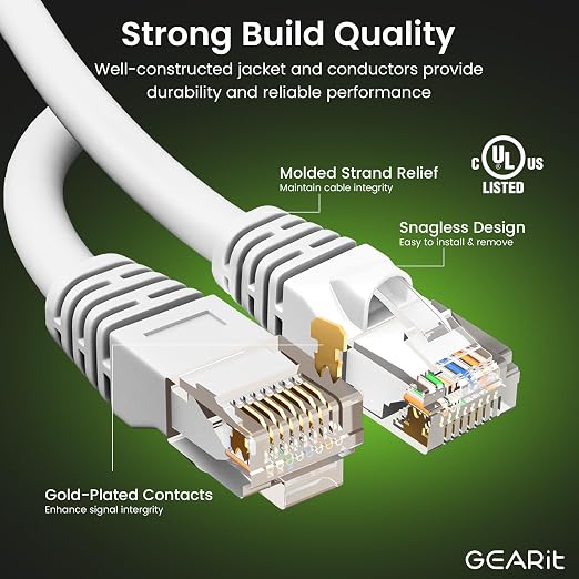 GEARit Cat 6 Ethernet Cable Cat6 Network Patch, Snagless Cord, Internet - Image 2