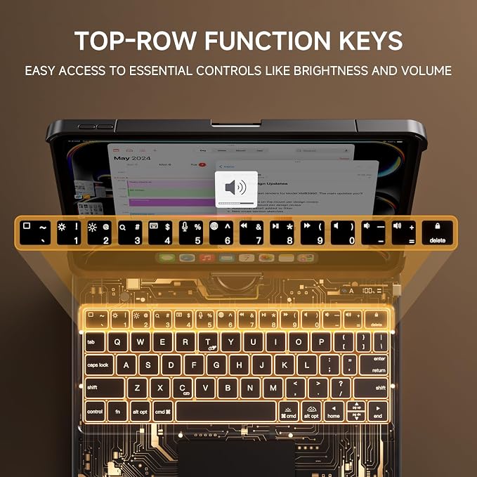 Transparent Case with Keyboard for 2024 iPad Pro 11-inch, with 7-Color Backlit - Image 8