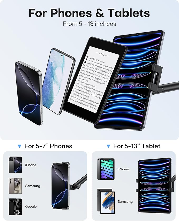OMOTON Adjustable Tablet Stand for Desk, Tablet Mount for iPad, Phone Holder - Image 8
