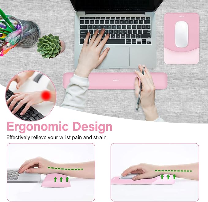 MOSISO Wrist Rest Support for Mouse Pad&Keyboard Set, Rectangular Ergonomic - Image 2