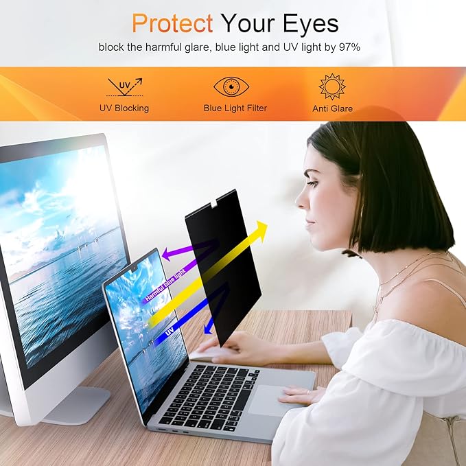 Privacy Screen MacBook Pro 16 Inch 2021-2024, Magnetic Removable Anti Blue - Image 4