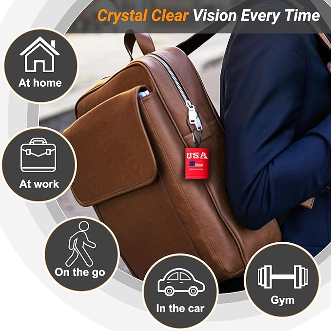 2 Sided Portable Glasses Cleaner, Patriotic Gasses Cleaning Cloth Keychain - Image 2