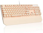 MageGee Typewriter Mechanical Gaming Keyboard, Retro Punk Creamy Round Keycaps by MageGee