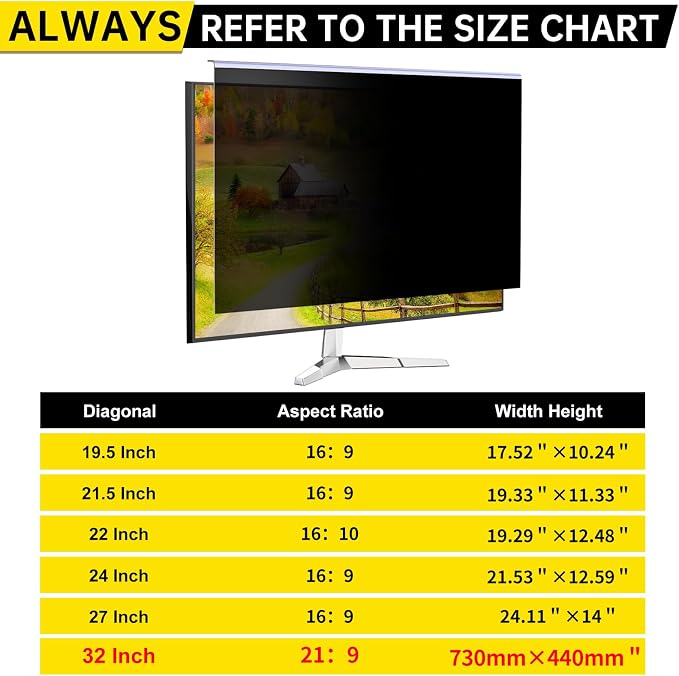 32 Inch Privacy Screen for 16:9 Computer Monitor, Anti-Blue Light Monitor - Image 7