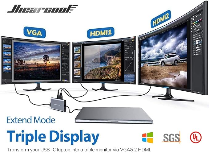 Hiearcool USB C Hub, USB-C Laptop Docking Station, 11IN1 Triple Display Type C - Image 2