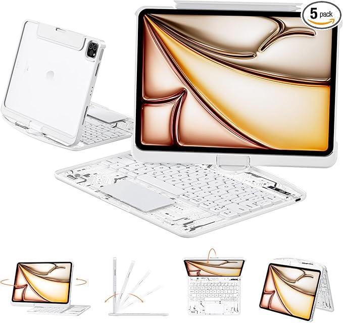 Transparent Case with Keyboard for 2024 iPad Pro 13 inch, iPad Pro 13, 7-Color by Tiaota