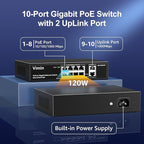 8 Port Gigabit PoE Switch with 2 Uplink Gigabit Ports, VIMIN 10 Port Unmanaged - Image 2