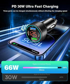 66W USB C Car Charger 4 Port Car Charger Adapter - Image 5