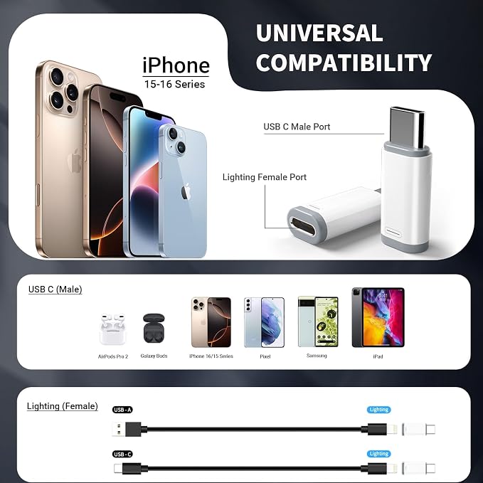 4 Pack Lightning to USB C Adapter - Image 3
